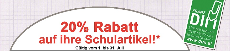 20 % auf Ihre Schulliste – im Juli